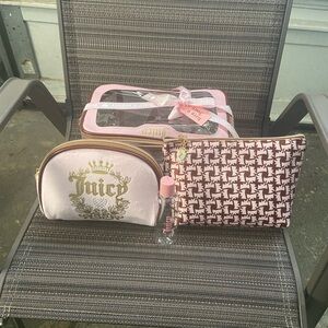 Juicy Couture Cosmetic Bag Set - Pink and Gold